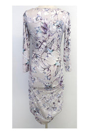 Current Boutique-Reiss - Grey & Purple Floral Print Bodycon Dress Sz S