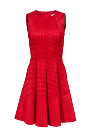 Current Boutique-Reiss - Lasercut Red Flared Cocktail Dress Sz 2