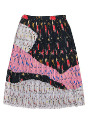 Current Boutique-Reiss - Multicolor Colorblocked Floral Print Pleated Midi Skirt Sz 8