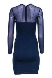 Current Boutique-Reiss - Navy Textured Bodycon Dress w/ Mesh Sleeves Sz 2