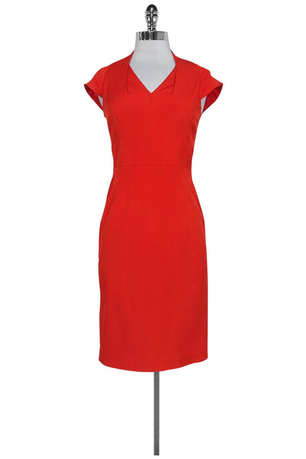 Current Boutique-Reiss - Orange Sculptured Cap Sleeve Dress Sz 4