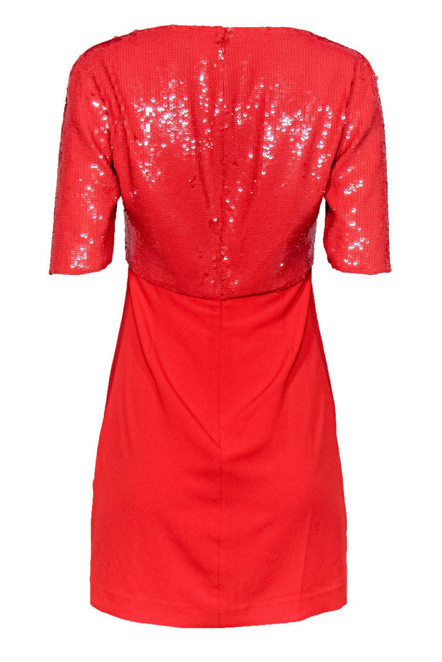 Current Boutique-Reiss - Red Sheath Dress w/ Sequin Top Sz 6