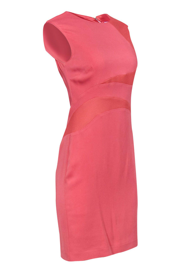 Current Boutique-Reiss - Salmon Pink Textured Swirl Sheath Dress Sz 6
