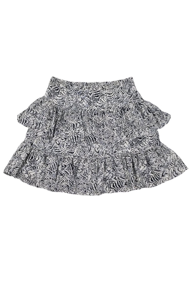 Current Boutique-Reiss - White, Grey & Black Ruffle Skirt Sz 2