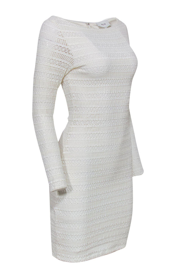 Current Boutique-Reiss - White Lace Long Sleeve Bodycon Dress Sz 4