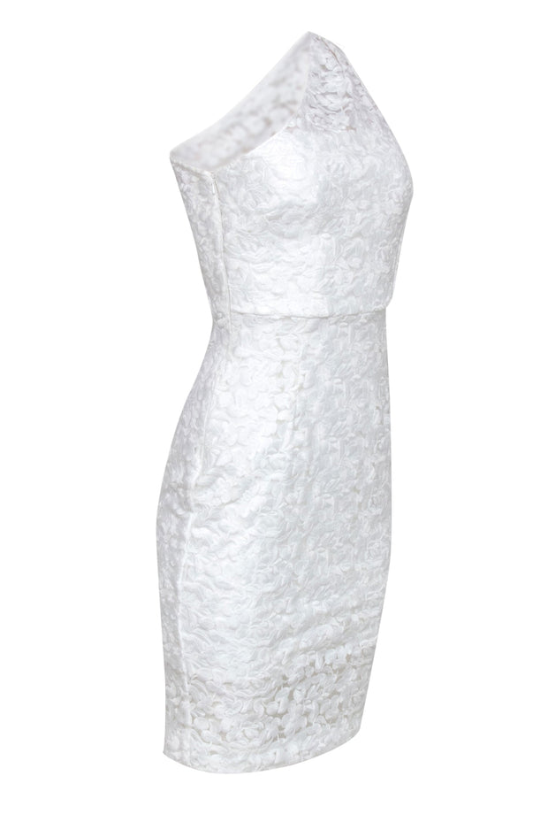 Current Boutique-Reiss - White Lace One-Shoulder Midi Dress Sz 2