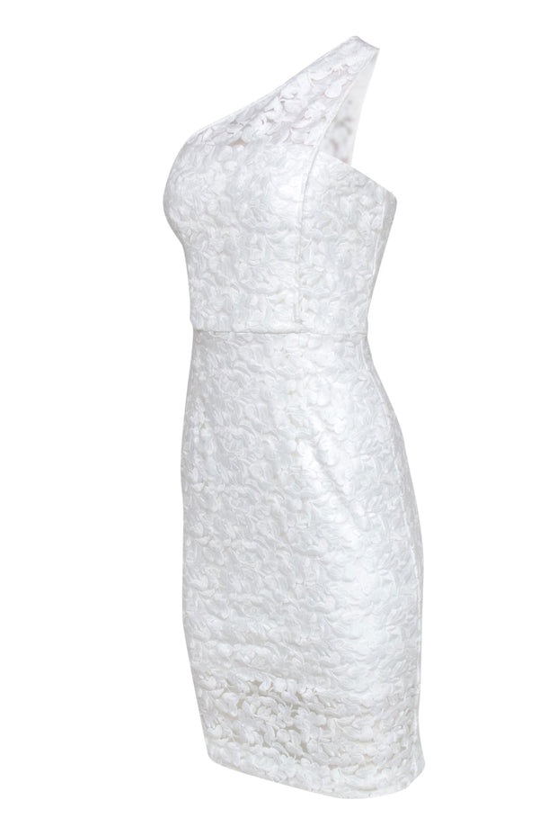 Current Boutique-Reiss - White Lace One-Shoulder Midi Dress Sz 2