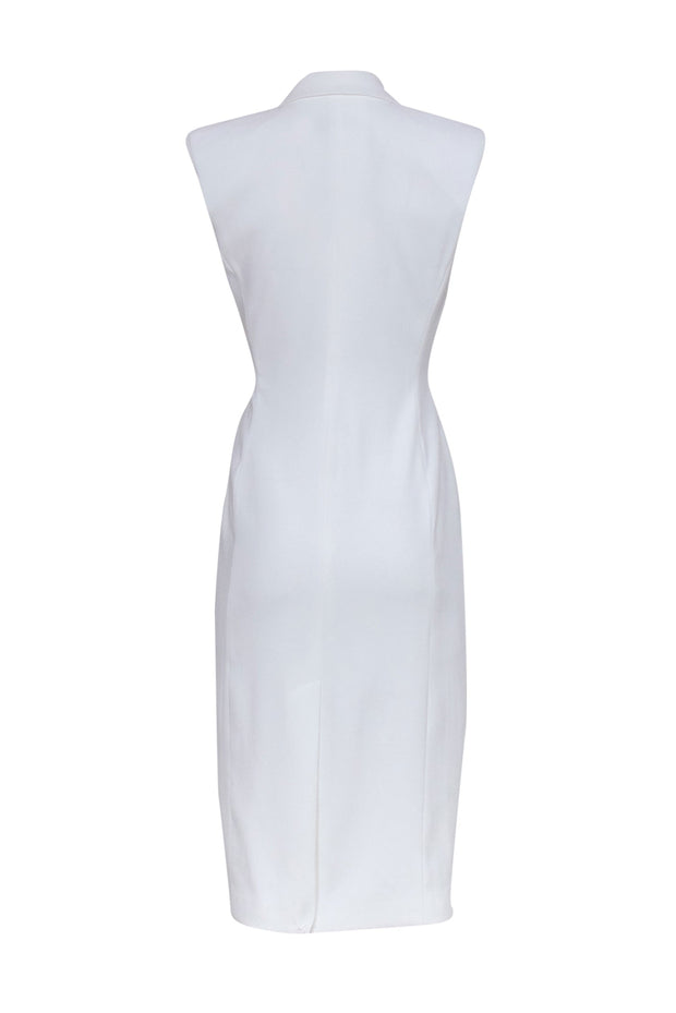 Current Boutique-Reiss - White Sleeveless Padded Shoulder Blazer Dress Sz 4