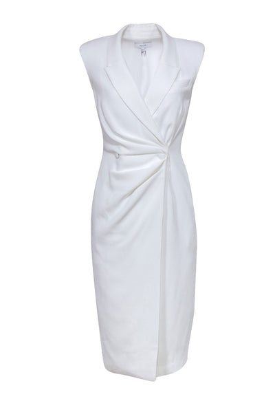 Current Boutique-Reiss - White Sleeveless Padded Shoulder Blazer Dress Sz 4