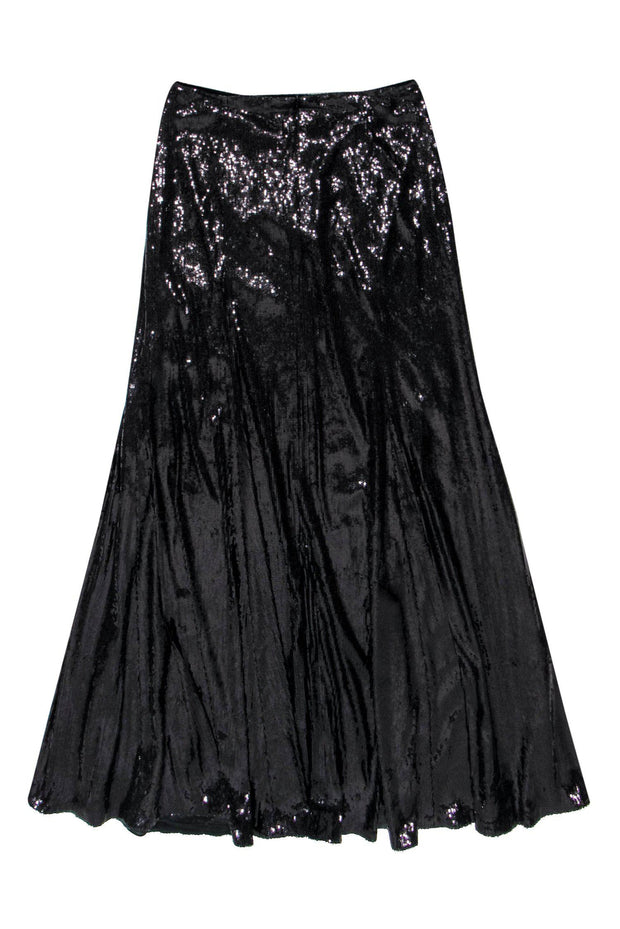 Current Boutique-Rena Lange - Black Sequin Maxi Skirt Sz 12
