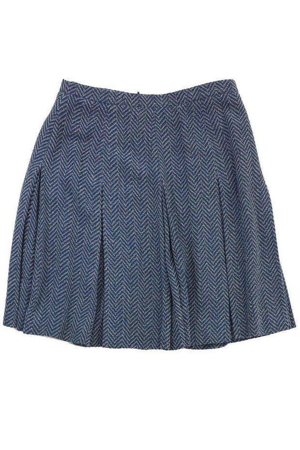 Current Boutique-Rena Lange - Blue & Grey Chevron Textured Skirt Sz L