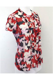 Current Boutique-Rena Lange - Butterfly Print Silk Short Sleeve Top Sz 6