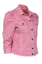 Current Boutique-Retrofete - Pink Puff Sleeve Button-Up Denim Jacket Sz L