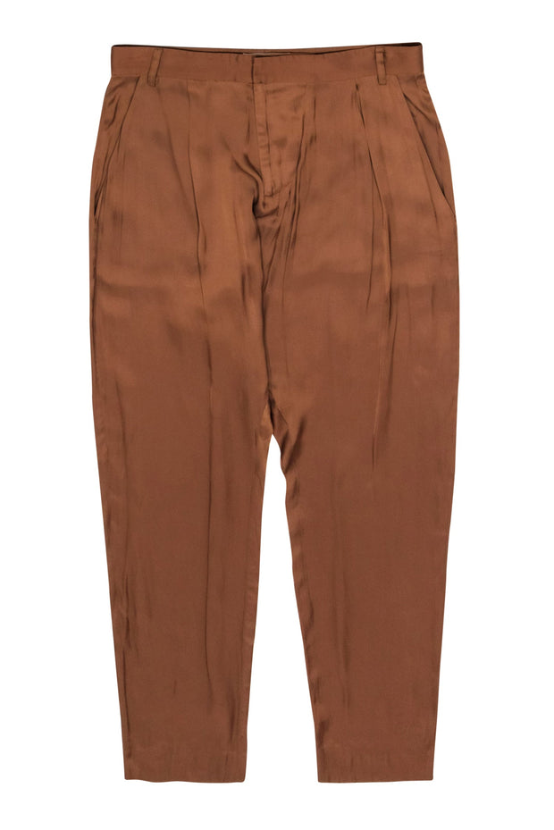 Current Boutique-Rhie - Bronze Satin Pleated Trousers Sz 4