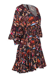 Current Boutique-Rhode - Black & Multicolor Floral, People & Animal Print Dress Sz M