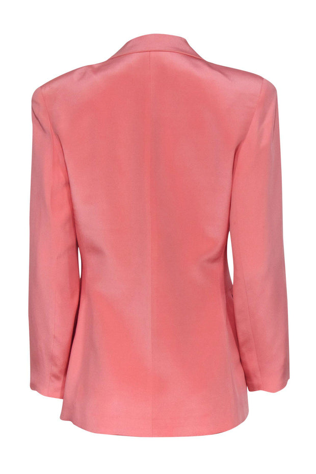 Current Boutique-Rickie Freeman - Bright Pink Vintage Silk Blazer w/ Rhinestone Button Sz 8