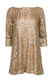 Current Boutique-Ripley Rader - Gold Sequin Mini Dress w/ Open Back Sz 1