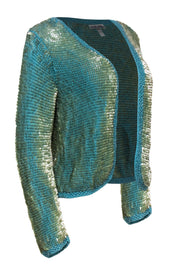 Current Boutique-Ritmo di Perla - Vintage Turquoise Sequin Knit Cardigan Sz 8