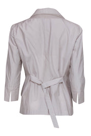 Current Boutique-Riva Monti - Beige Cropped Sleeve Blazer w/ Ruffled Lapel Sz L