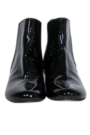 Current Boutique-Robert Clergerie - Black Patent Leather Low Block Heel Booties Sz 7.5