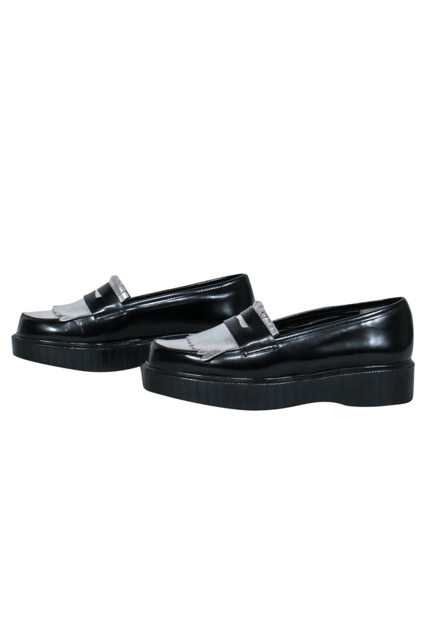 Current Boutique-Robert Clergerie - Black & Silver Leather Platform Loafers Sz 9