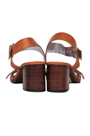 Current Boutique-Robert Clergerie - Brown Leather Buckle Strap Block Heel Sandals Sz 8.5