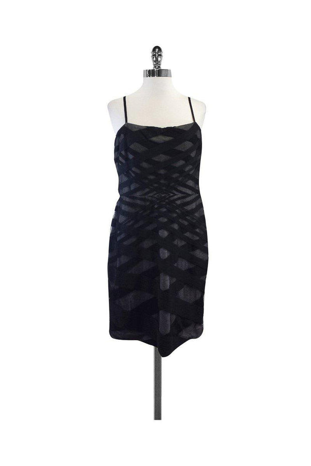 Current Boutique-Robert Rodriguez - Black & Grey Striped Jersey Slip Dress Sz 12