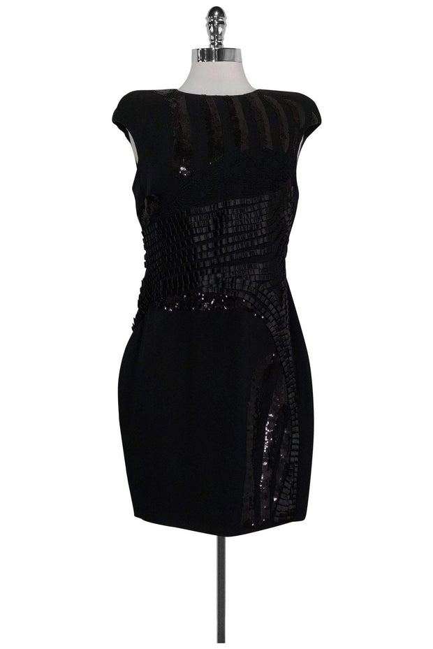 Current Boutique-Robert Rodriguez - Black Sequin & Ribbon Dress Sz 6