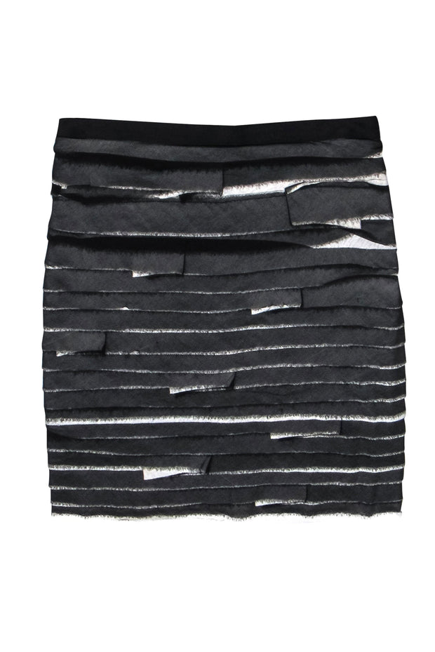 Current Boutique-Robert Rodriguez - Black & White Layered Strip Miniskirt Sz 6