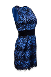 Current Boutique-Robert Rodriguez - Blue Sheath Dress w/ Asymmetric Lace Sz 10