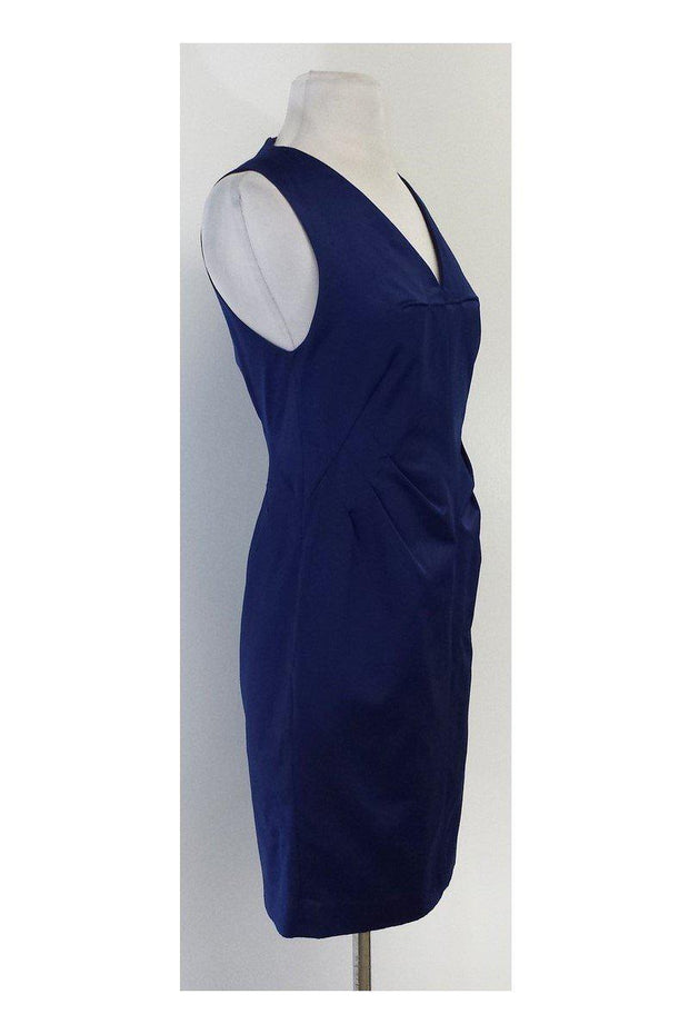 Current Boutique-Robert Rodriguez - Blue Sleeveless Satin V-Neck Dress Sz 2