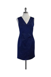 Current Boutique-Robert Rodriguez - Blue Sleeveless Satin V-Neck Dress Sz 2