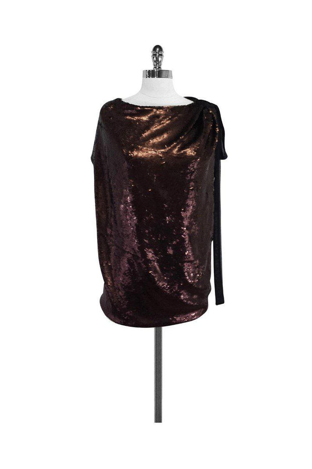 Current Boutique-Robert Rodriguez - Bronze & Black Sequin Blouse Sz 6