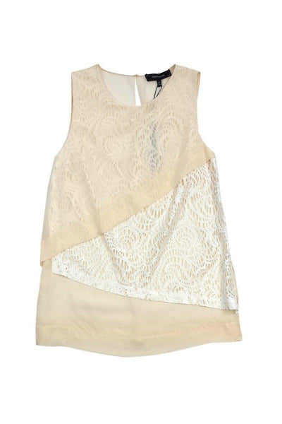 Current Boutique-Robert Rodriguez - Cream & White Lace Tiered Tank Sz 4