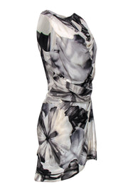 Current Boutique-Robert Rodriguez - Greyish-Green Floral Patterned Drape Dress Sz 8