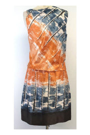 Current Boutique-Robert Rodriguez - Orange & Blue Silk Sleeveless Dress Sz 6