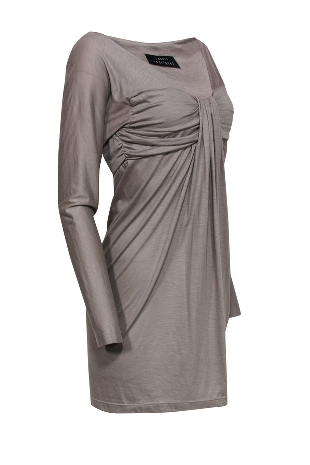 Current Boutique-Robert Rodriguez - Taupe Ruched Bust Long Sleeved Dress Sz M
