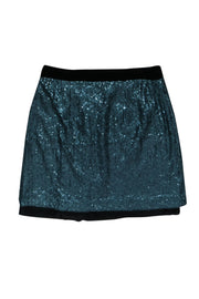 Current Boutique-Robert Rodriguez - Teal Sequin Miniskirt Sz 8