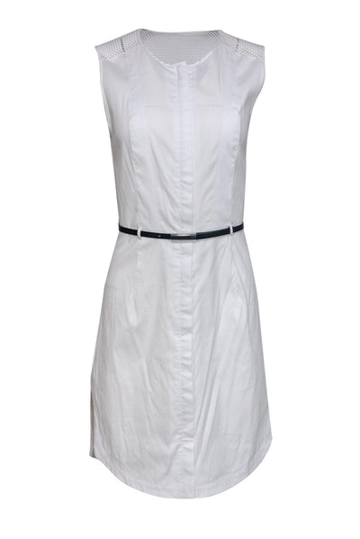 Current Boutique-Robert Rodriguez - White Sheath Dress w/ Lattice Mesh Accents Sz 2