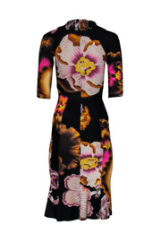 Current Boutique-Roberto Cavalli - Black Floral Scoop Neck Sheath Dress Sz 4