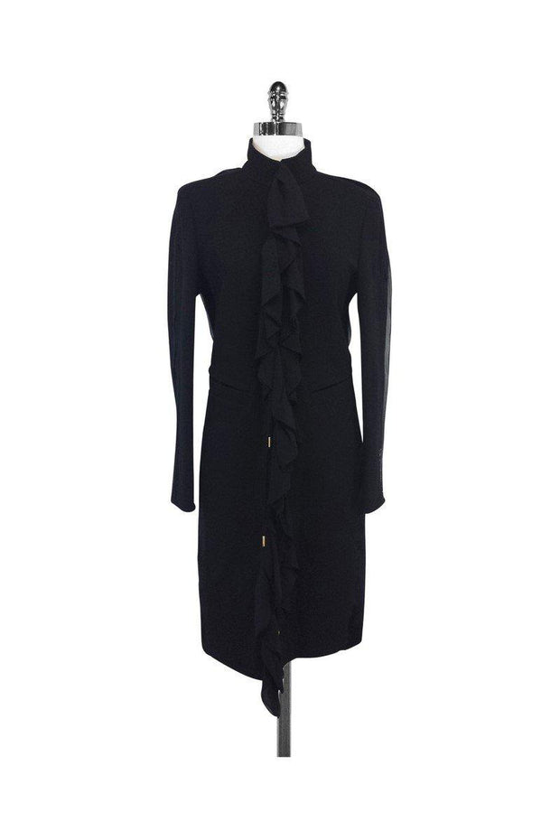 Current Boutique-Roberto Cavalli - Black Wool Ruffle Coat Sz 6