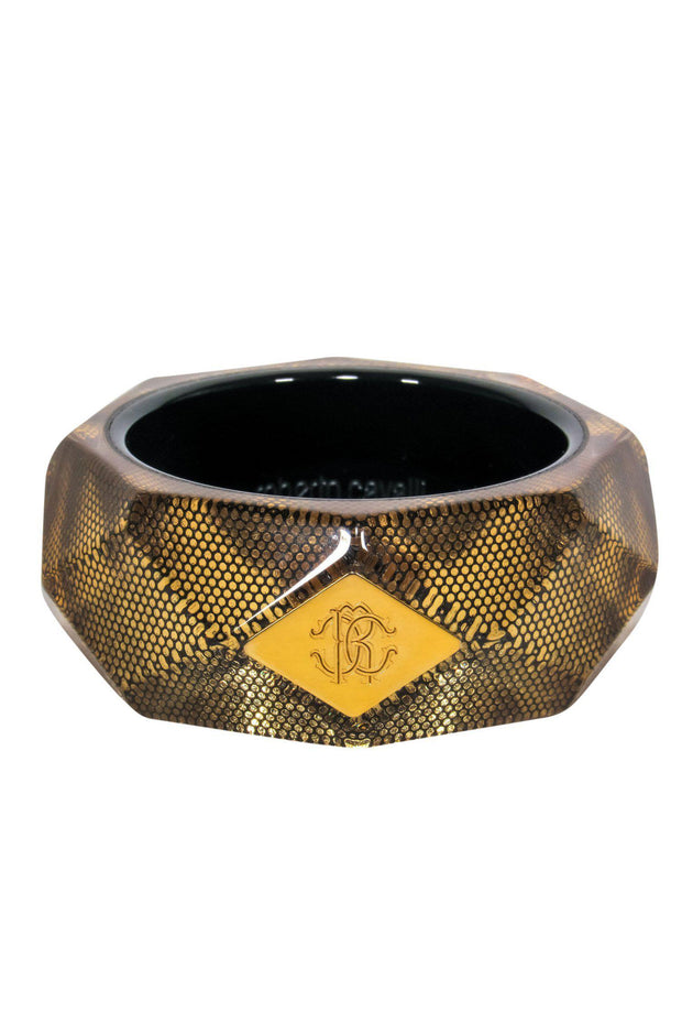 Current Boutique-Roberto Cavalli - Gold Hexagonal Chunky Bangle