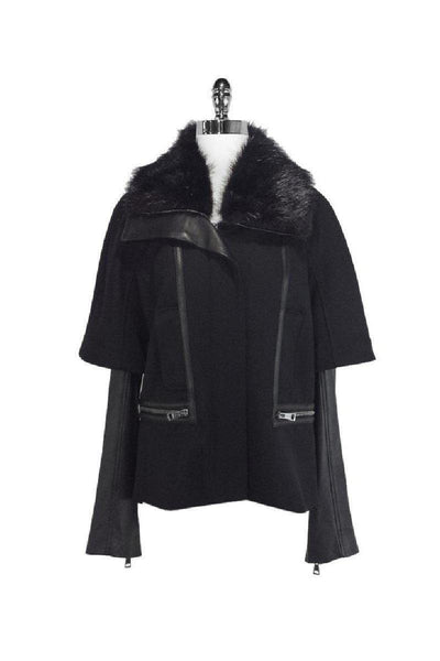 Current Boutique-Roberto Cavalli - Leather, Wool & Fur Jacket Sz 10