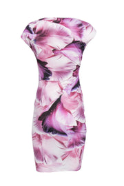 Current Boutique-Roberto Cavalli - Pink Floral Print Gathered Sheath Dress Sz M