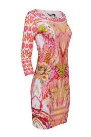Current Boutique-Roberto Cavalli - Pink & White Floral Print Sheath Dress Sz 4