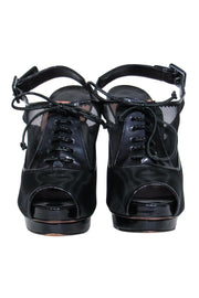 Current Boutique-Rodolphe Menudier - Patent Leather & Mesh Lace-Up Slingbacks Sz 6