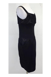 Current Boutique-Roland Mouret - Black Silk Drop Waist Puff Skirt Dress Sz 8