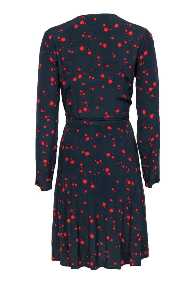 Current Boutique-Rolla's - Navy & Red Star Print Long Sleeve Wrap Dress Sz S