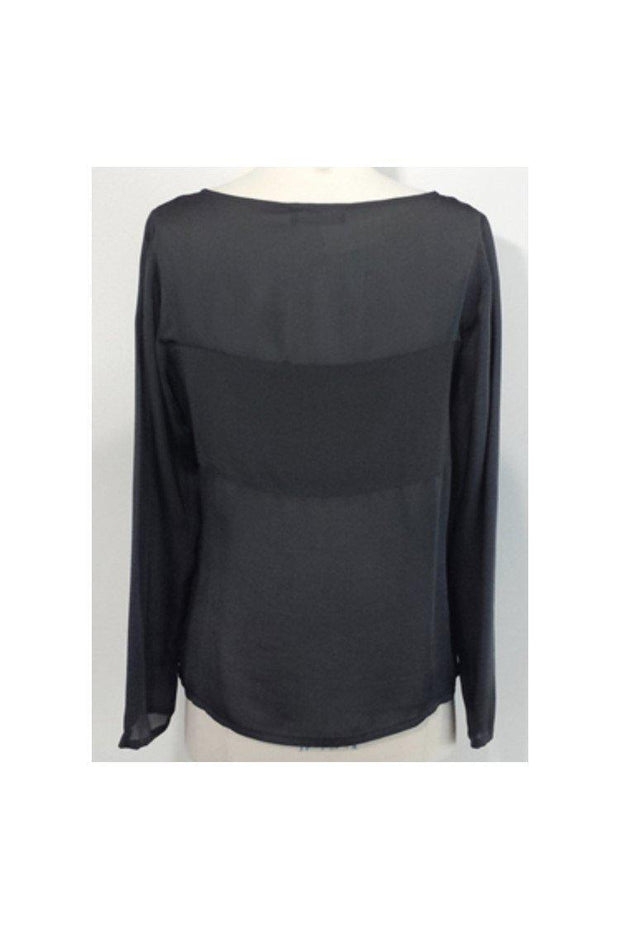Current Boutique-Ron Leal - Dark Charcoal Grey Silk Top Sz 6