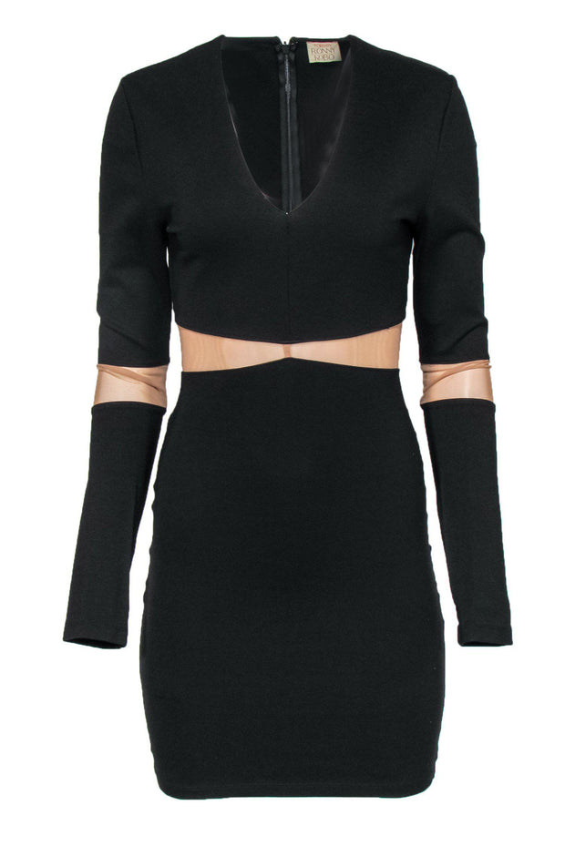 Current Boutique-Ronny Kobo - Black Bodycon Dress w/ Nude Mesh Paneling Sz S